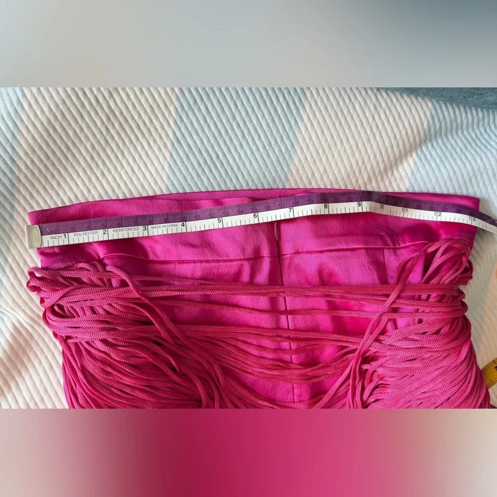 Asymmetrical Draped Fringe Skirt in Hot Pink